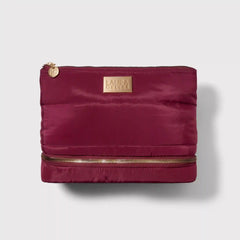 Quilted Makeup Bag with Brush Case, Burgundy